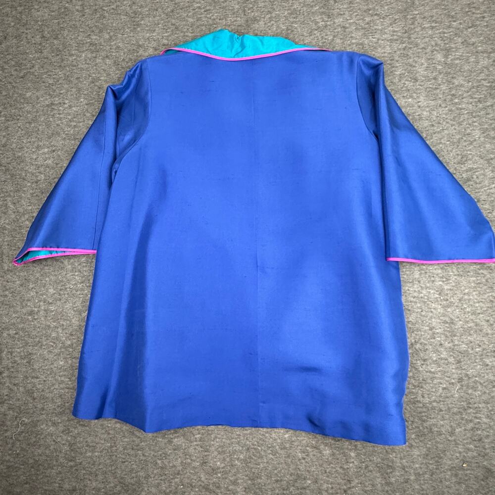 Bob Mackie Wearable Art Pure Silk Blazer Open Front Women's Small Colorblock - Picture 4 of 9